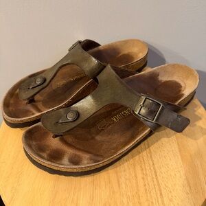 Birkenstock Gizeh Regular Fit Birko Flor Thong Flip Flop Brown Size 41 Shoes